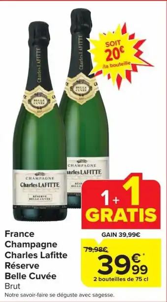 Carrefour Market France Champagne Charles Lafitte Réserve Belle Cuvée Brut 2 bouteilles de 75 cl aanbieding