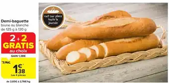 Carrefour Market Demi-baguette brune ou blanche de 125 g à 130 g aanbieding
