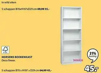 Jysk Horsens boekenkast 5 schappen aanbieding