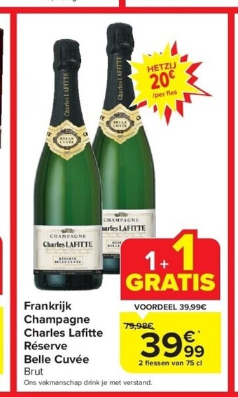 Carrefour Frankrijk champagne charles lafi tte réserve belle cuvée aanbieding