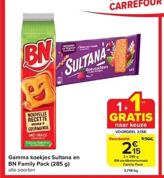 Carrefour Gamma koekjes sultana en bn family pack (285 g) aanbieding