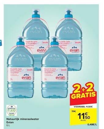 Carrefour Natuurlijk mineraalwater evian 6 l aanbieding