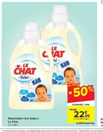 Carrefour Wasmiddel voor baby’s le chat aanbieding