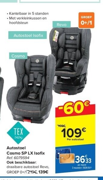 Carrefour Autostoel cosmo sp lx isofi x aanbieding