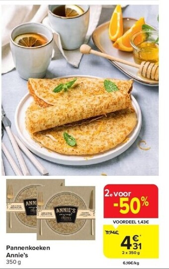 Carrefour Pannenkoeken annie’s 350 g aanbieding