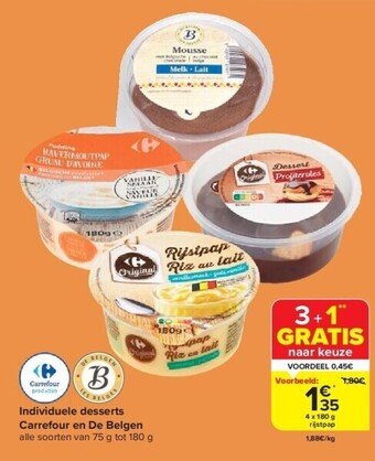 Carrefour Individuele desserts carrefour en de belgen alle soorten van 75 g tot 180 g aanbieding