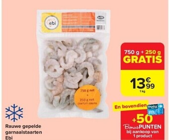 Carrefour Rauwe gepelde garnaalstaarten ebi aanbieding