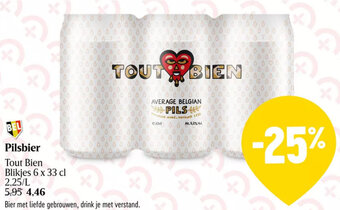 Pilsbier Tout Bien Blikjes 6 x 33 cl 2,25/L