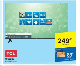 Carrefour Tcl led hd tv 40s5209 aanbieding