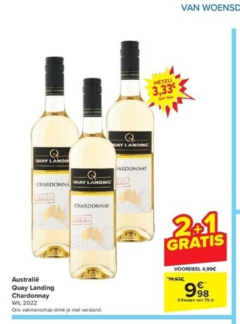 Carrefour Australië quay landing chardonnay aanbieding