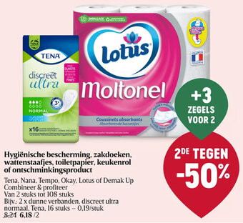 Delhaize Hygiënische bescherming, zakdoeken, wattenstaafjes, toiletpapier, keukenrol of ontschminkingsproduct aanbieding