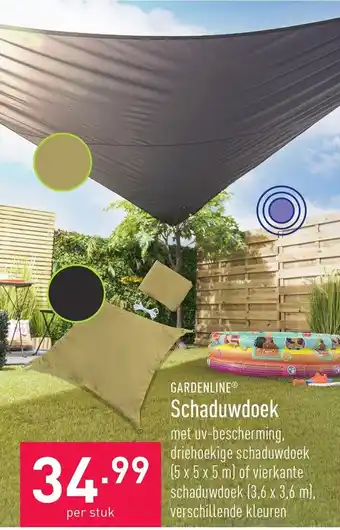 ALDI Schaduwdoek 5 x 5 x 5 m aanbieding