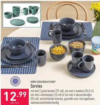 ALDI Servies set met 2 grote borden (27 cm), set met 4 mokken (32,5 cl). aanbieding
