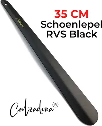 Bol.com Calzadora® schoenlepel medium | 35cm | rvs schoentrekker zwart | duurzaam en sterk | roestvrijstaal | medium lange schoenlepe aanbieding