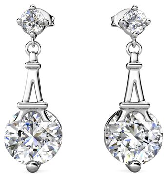Yolora dames oorbellen met kalpa camaka kristallen - zilverkleurig - 18k witgoud verguld - vrouwen oorhangers zilver - sierad