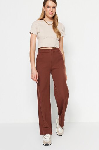 Trendyol vrouwen normaal hoge taille breed been broek