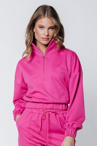 Colourful rebel litzy dropped shoulder zipper sweater - m