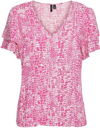 Vero moda vmulippa s/s v-neck top wvn btq dames top - maat l