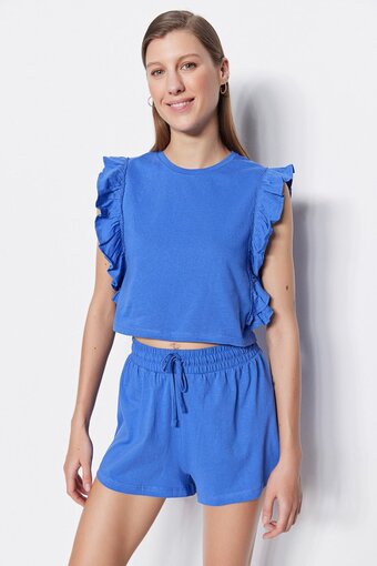 Trendyol vrouwen standaard mouw ronde hals pyjamaset
