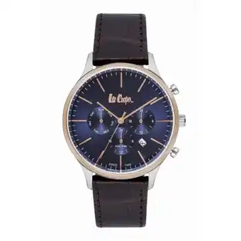Lee cooper lc06714.592 - horloge - analoog - heren - mannen - leren band - bruin - rosékleurig - blauw