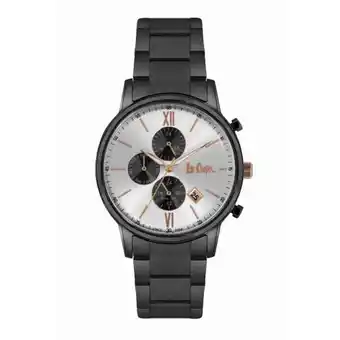 Bol.com Lee cooper lc06831.030 - horloge - analoog - mannen - heren - stalen band - zwart - grijs - zilverkleurig - rosékleurig aanbieding