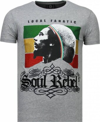 Bol.com Soul rebel bob marley - rhinestone t-shirt - grijs aanbieding