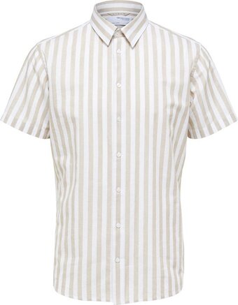 Bol.com Selected homme slhslimnew-linen shirt ss classic w heren - maat l aanbieding