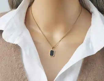 W jewels halsketting goud 14k verguld/ketting met zwarte hanger/nieuwe mode/collier met hanger/sieraden dames/cadeautje voor 