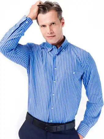 Bol.com Web blouse heren overhemd frenchman gestreept blauw met wit - 44 aanbieding
