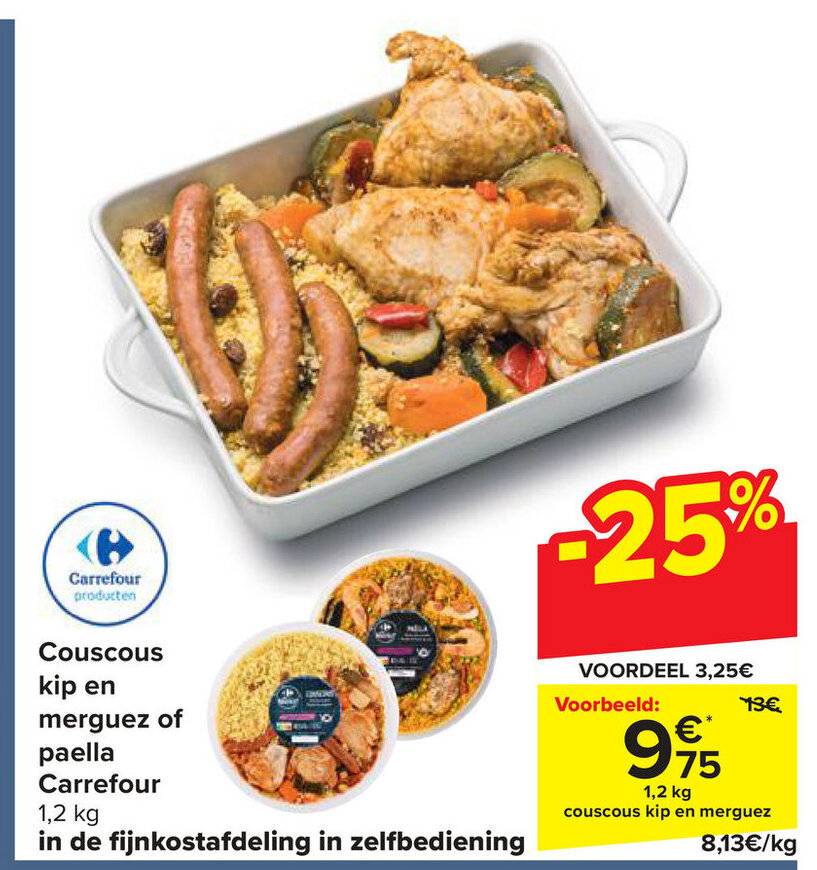 couscous kip en merguez 1,2kg promotie bij Carrefour