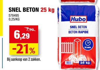 Hubo Snel beton 25kg aanbieding