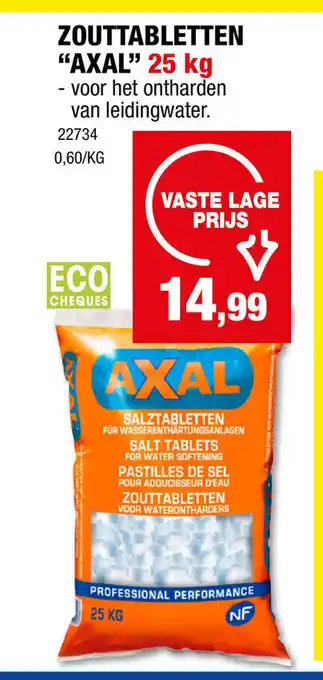 Hubo AXAL ZOUTTABLETTEN 25 kg aanbieding