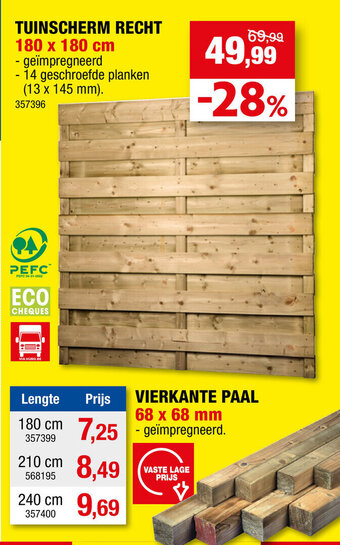 Hubo TUINSCHERM RECHT 180 x 180 cm aanbieding