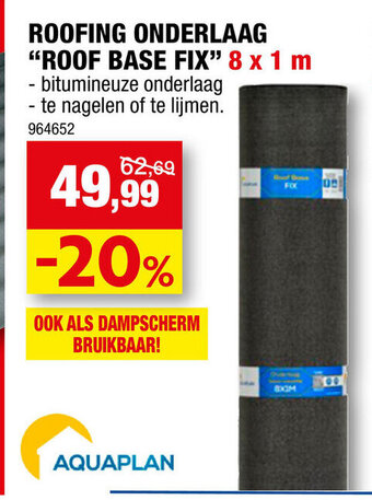 Hubo ROOFING ONDERLAAG "ROOF BASE FIX" 8 x 1 m aanbieding