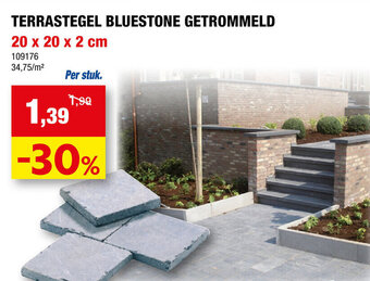 Hubo TERRASTEGEL BLUESTONE GETROMMELD 20 x 20 x 2 cm aanbieding