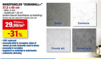 Hubo WANDPANELEN "DUMAWALL+" 37,5 x 65 cm aanbieding