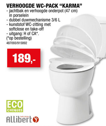 Hubo VERHOOGDE WC-PACK "KARMA" aanbieding