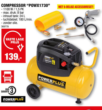 Hubo COMPRESSOR "POWX1730" aanbieding
