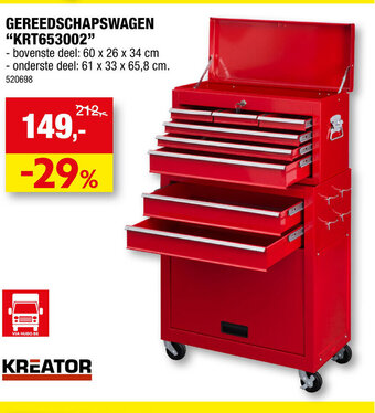 Hubo Kreator GEREEDSCHAPSWAGEN "KRT653002" aanbieding