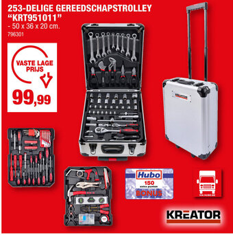 Hubo KREATOR 253-DELIGE GEREEDSCHAPSTROLLEY "KRT951011" aanbieding