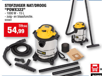 Hubo STOFZUIGER NAT/DROOG "POWX322" aanbieding