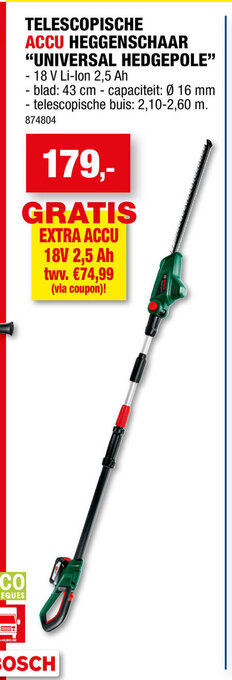 Hubo TELESCOPISCHE ACCU HEGGENSCHAAR "UNIVERSAL HEDGEPOLE aanbieding