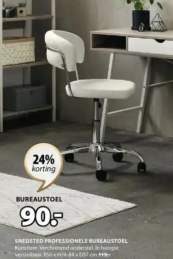Jysk SNEDSTED PROFESSIONELE BUREAUSTOEL B50 x H74-84 x D57 cm aanbieding