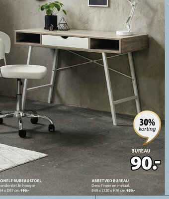 Jysk ABBETVED BUREAU B48 x L120 x H76 cm aanbieding