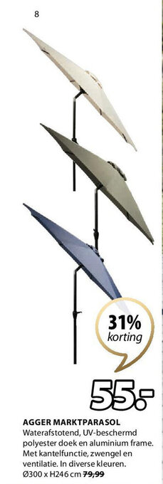 AGGER MARKTPARASOL Ø300 x H246 cm
