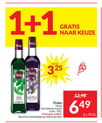 Intermarché Fruiss Siroop 2 x 70 CL aanbieding