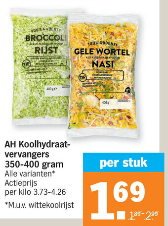 Albert Heijn AH Koolhydraatvervangers 350-400 gram aanbieding