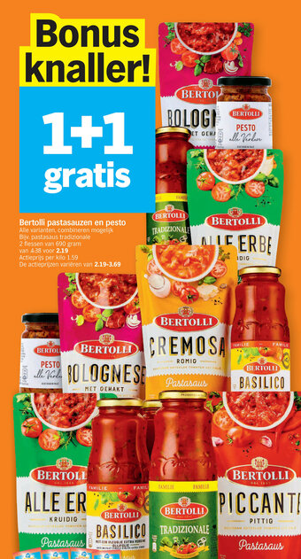 Albert Heijn Bertolli pastasauzen en pesto aanbieding