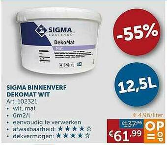 Zelfbouwmarkt Sigma Binnenverf Dekomat Wit aanbieding