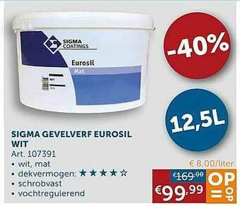 Zelfbouwmarkt Sigma Gevelverf Eurosil Wit aanbieding